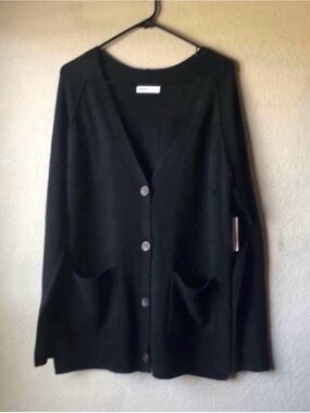 New Sonoma Sweater Women’s Black Button Everyday Cardigan Knit Casual Preppy M